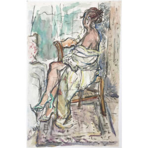 Naakt met gele kimono.