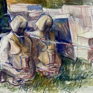 Dodenwachters. acryl op papier 50x65 cm.