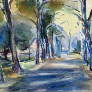 Iepen langs het Perenpad. aquarel 25.5x35.5 cm.