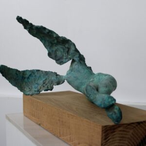 blauwe engel 33 - 29,5 - 48 cm brons